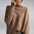 Turtleneck Sweater with Diamond Pattern and Ribbed Cuffs