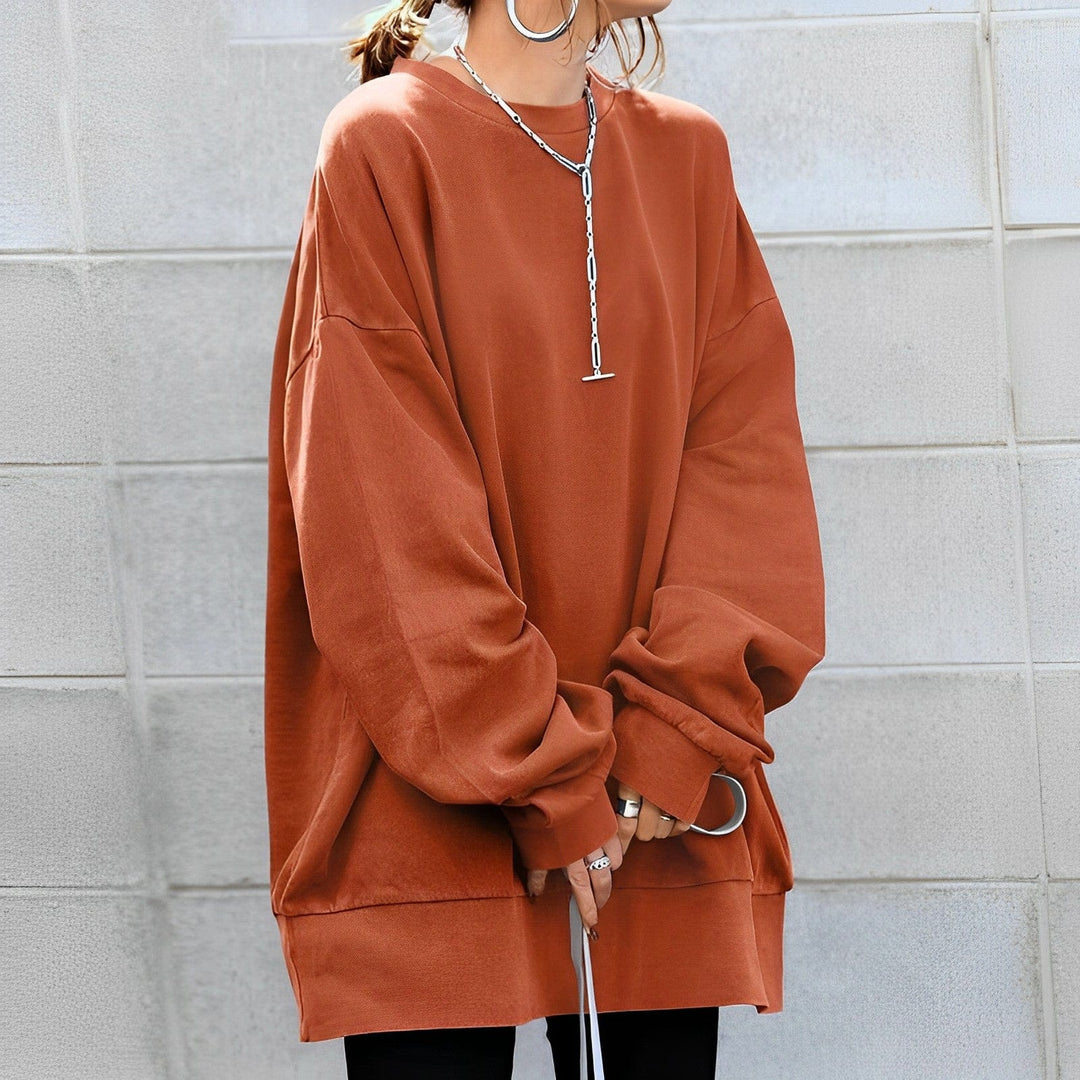 Oversized Pullover with Structured Texture and Loose Fit for Women