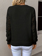 Knit Pullover with V-Neck and Openwork Sleeves for Women