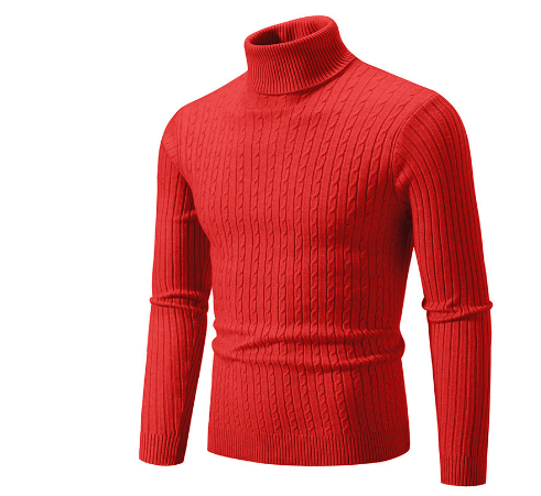 Turtleneck Sweater with Cable Knit Design and Classic Fit