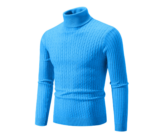 Turtleneck Sweater with Cable Knit Design and Classic Fit