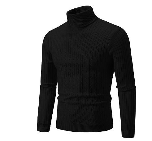 Turtleneck Sweater with Cable Knit Design and Classic Fit