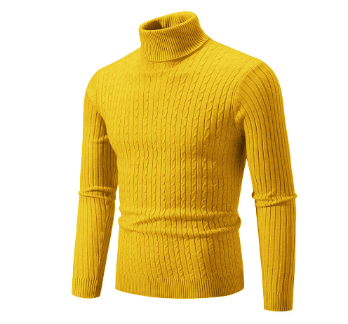 Turtleneck Sweater with Cable Knit Design and Classic Fit