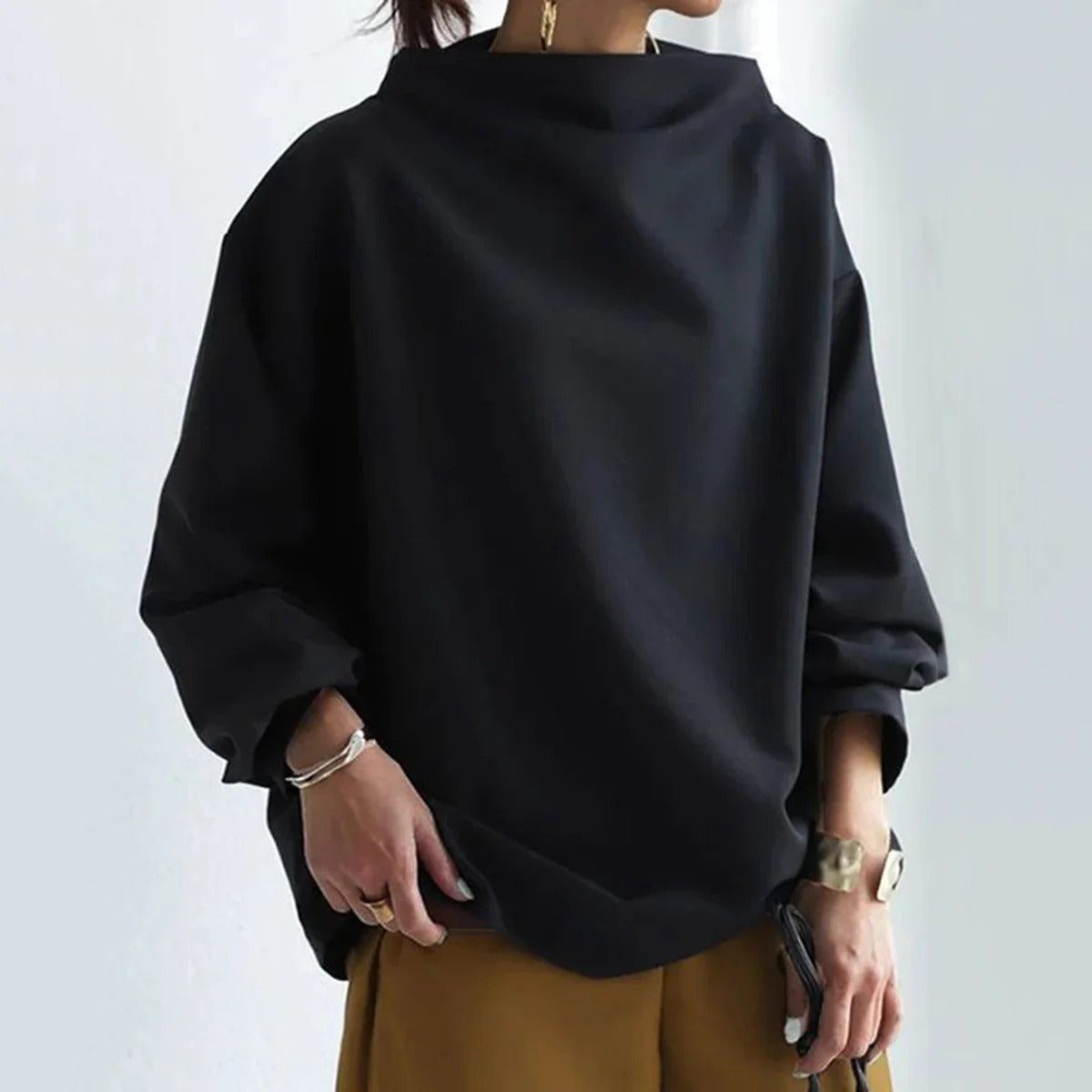 Long-Sleeve Pullover with High Neckline for Women