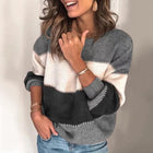 Pullover with Cozy Knit Fabric and Striped Design for Women